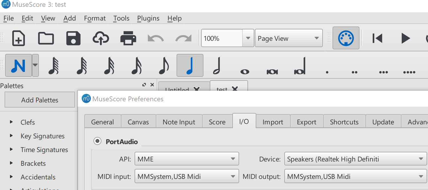 Musescore как подключить midi клавиатуру